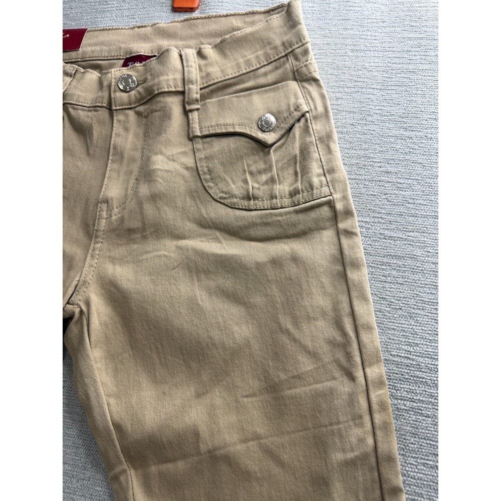 T&Y Fashion Capri Pants Womens 5/6 Beige Skinny Leg Cuffed Hem Ankle Button - Picture 4 of 16